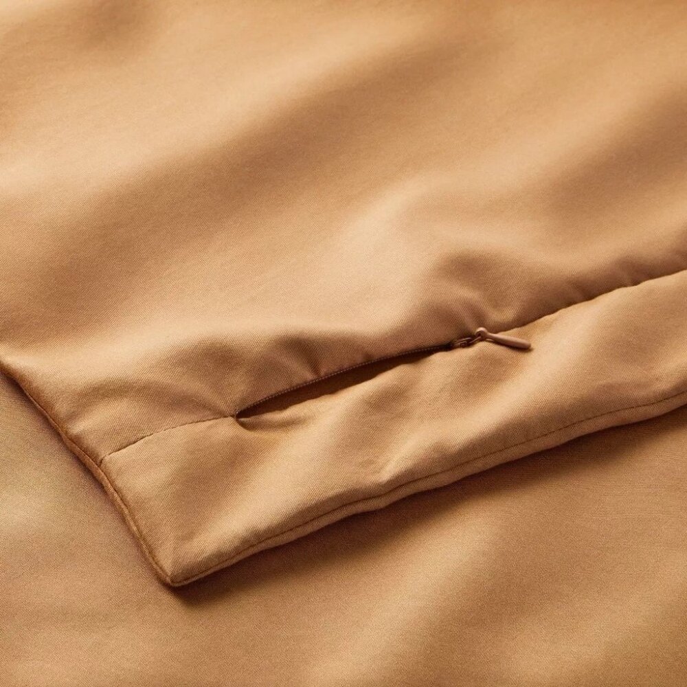 Casaluna Warm Brown Lyocell & Cotton Queen Duvet Cover & 2 Sham 3 Piece Set - Picture 6 of 9